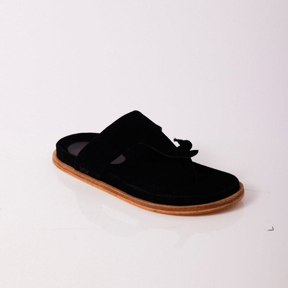 🎉LAST CHANCE🎉 FREE PEOPLE Mika Footbed Sandals / Black Suede - Picture 5 of 12